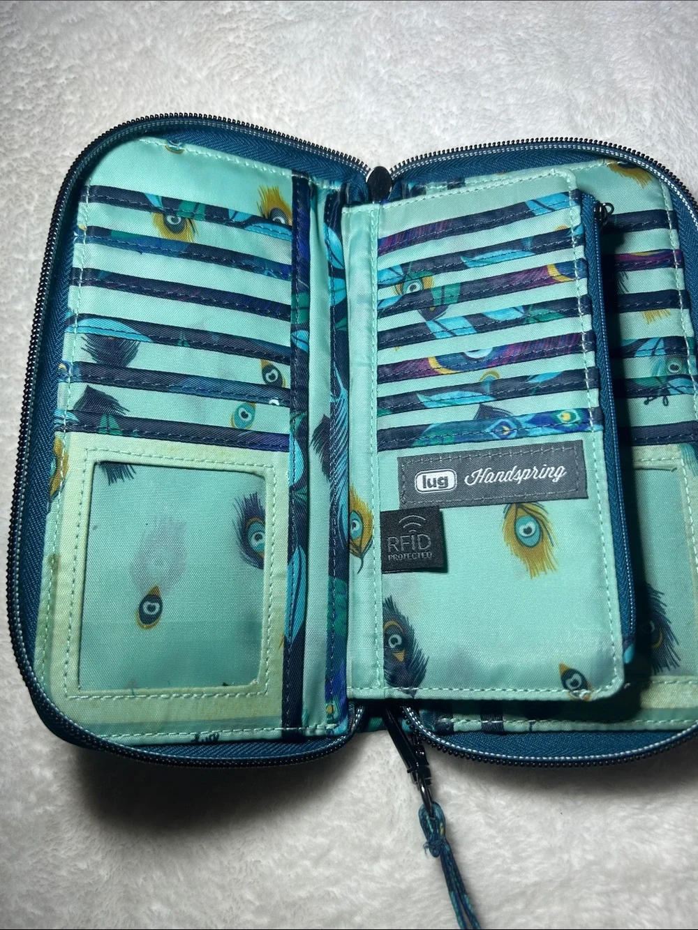 Lug Quilted Peacock-Teal Floral Wristlet Wallet